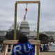 A gallows erected by Trump-supporting violent extremists in front of the Capitol.